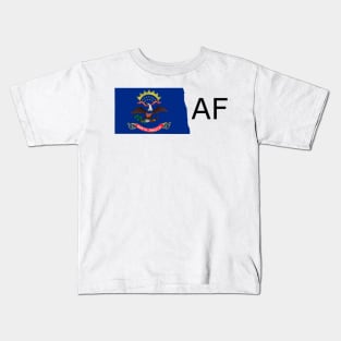 North Dakota Flag State Outline AF (black) Kids T-Shirt